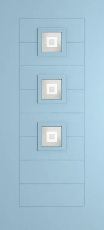 Valencia 3 composite door in Duck Egg Blue with Greenwich glass