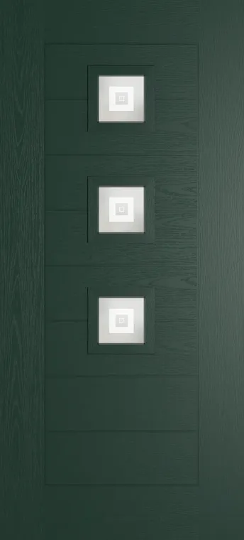 Valencia 3 composite door in Green with Greenwich glass