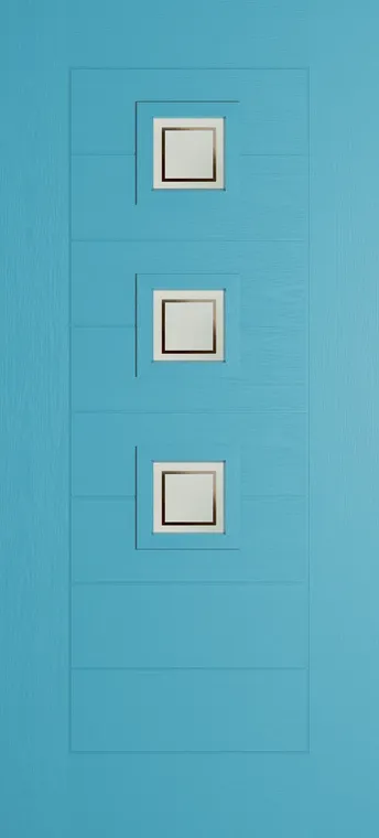 Valencia 3 composite door in Light Blue with Victorian Border glass