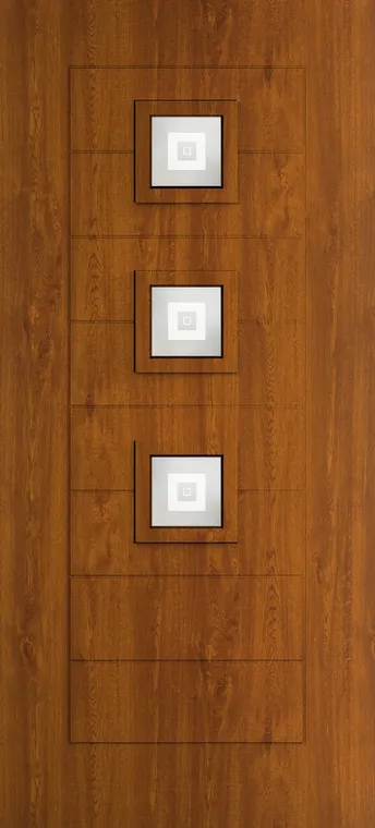 Valencia 3 composite door in Light Oak with Greenwich glass