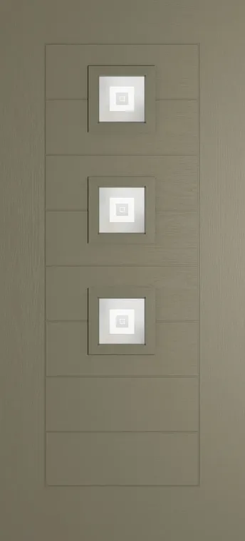 Valencia 3 composite door in Olive Grey with Greenwich glass
