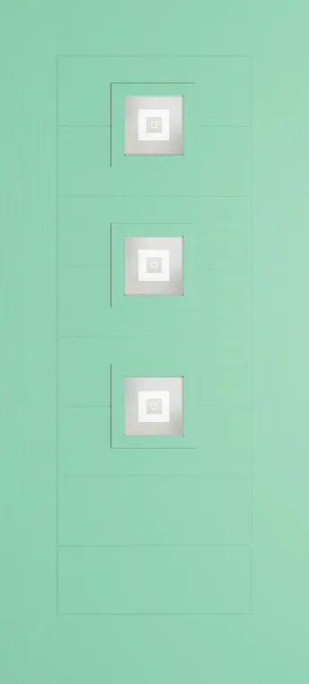 Valencia 3 composite door in Pastel Turquoise with Greenwich glass