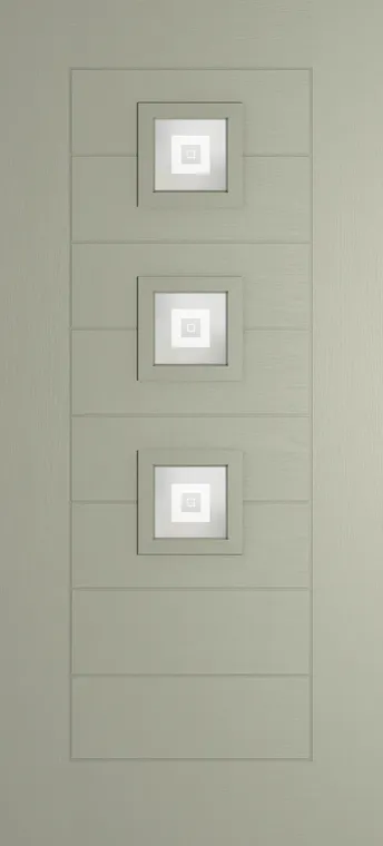 Valencia 3 composite door in Pebble Grey with Greenwich glass