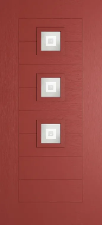 Valencia 3 composite door in Red with Greenwich glass