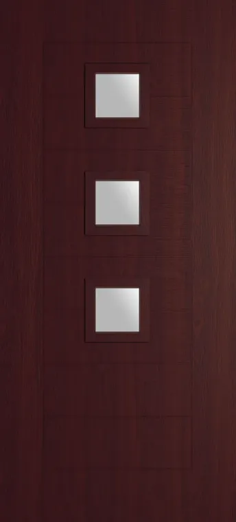 Valencia 3 composite door in Rosewood with Satin glass