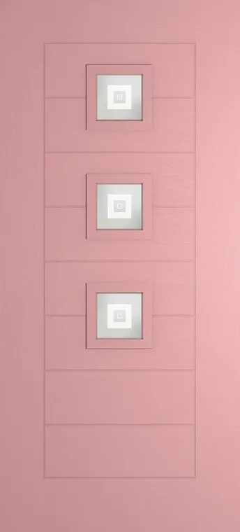 Valencia 3 composite door in Sweet Pink with Greenwich glass