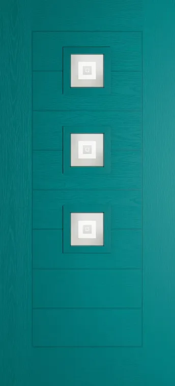 Valencia 3 composite door in Teal with Greenwich glass