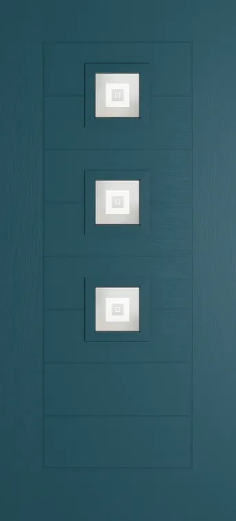 Valencia 3 composite door in Tranquil Blue with Greenwich glass