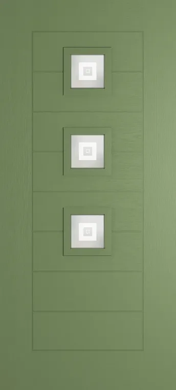 Valencia 3 composite door in Woodland Green with Greenwich glass