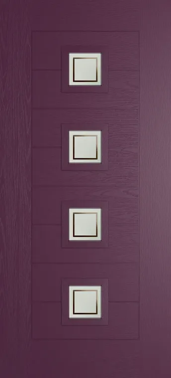 Valencia 4 composite door in Aubergine with Victorian Border glass