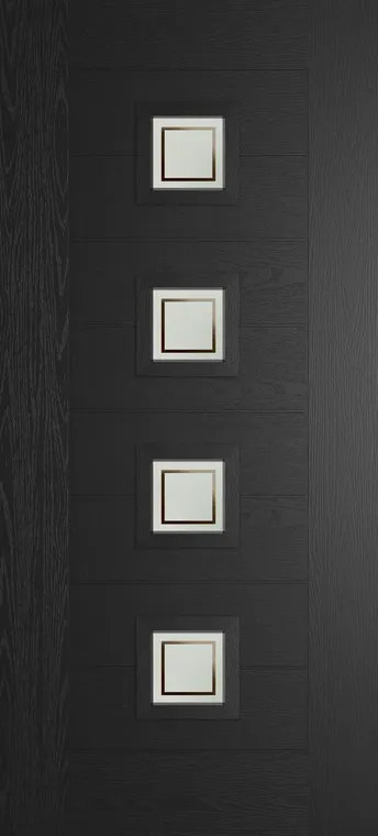 Valencia 4 composite door in Black with Victorian Border glass