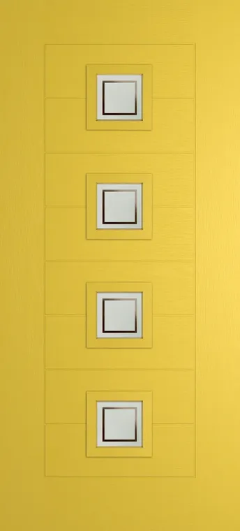 Valencia 4 composite door in Canary Yellow with Victorian Border glass