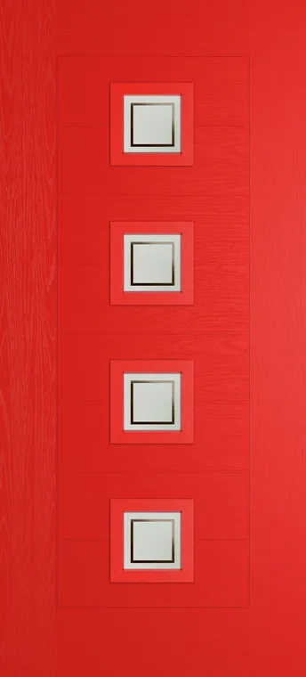 Valencia 4 composite door in Candy Red with Victorian Border glass
