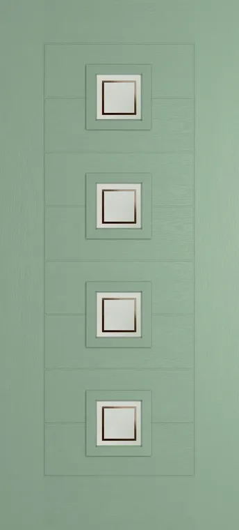 Valencia 4 composite door in Chartwell Green with Victorian Border glass