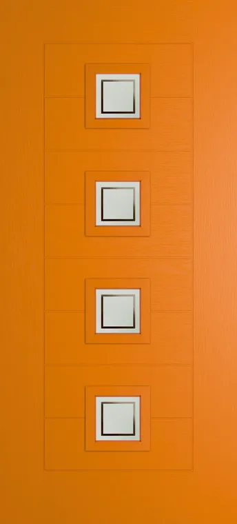 Valencia 4 composite door in Clementine with Victorian Border glass