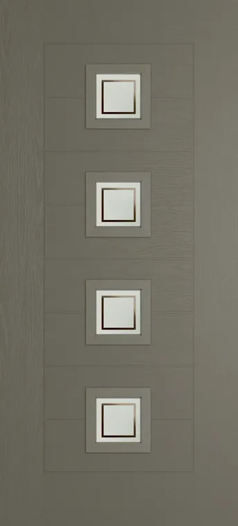 Valencia 4 composite door in Dolphin Grey with Victorian Border glass