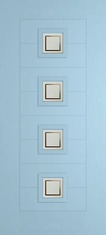 Valencia 4 composite door in Duck Egg Blue with Victorian Border glass