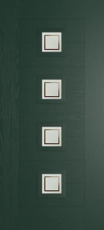 Valencia 4 composite door in Green with Victorian Border glass