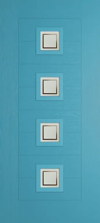 Valencia 4 composite door in Light Blue with Victorian Border glass