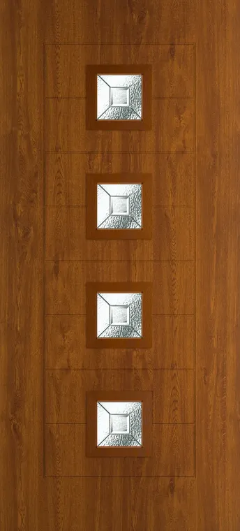 Valencia 4 composite door in Light Oak with Simplicity glass