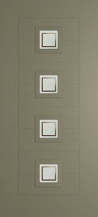 Valencia 4 composite door in Olive Grey with Victorian Border glass