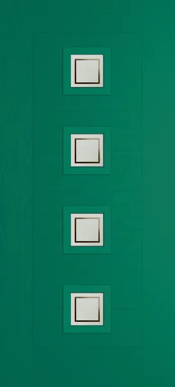 Valencia 4 composite door in Opal Green with Victorian Border glass