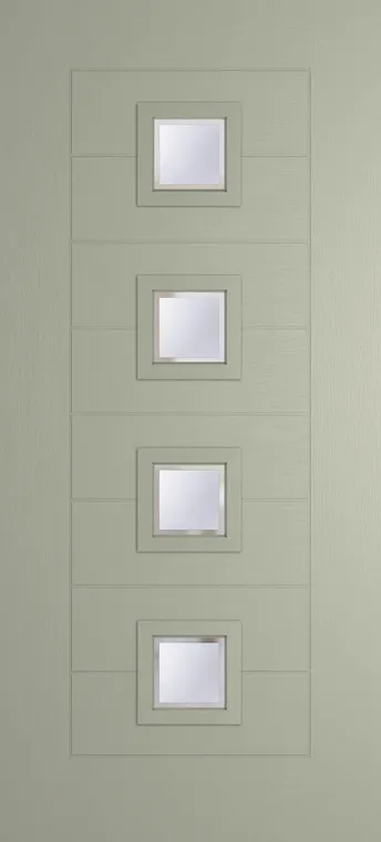 Valencia 4 composite door in Pebble Grey with Kensington glass