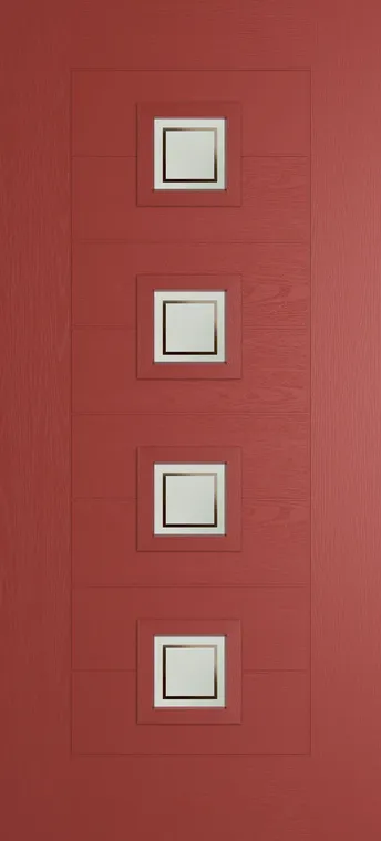 Valencia 4 composite door in Red with Victorian Border glass