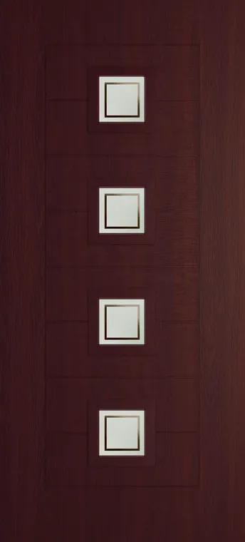 Valencia 4 composite door in Rosewood with Victorian Border glass