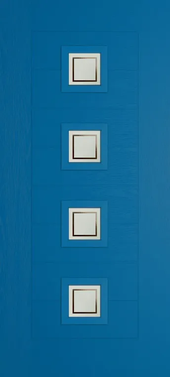 Valencia 4 composite door in Signal Blue with Victorian Border glass