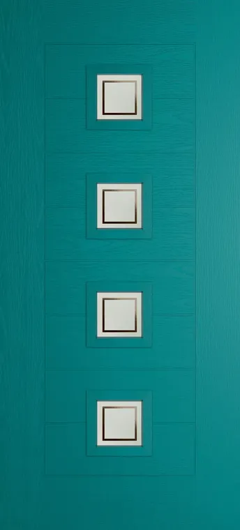 Valencia 4 composite door in Teal with Victorian Border glass