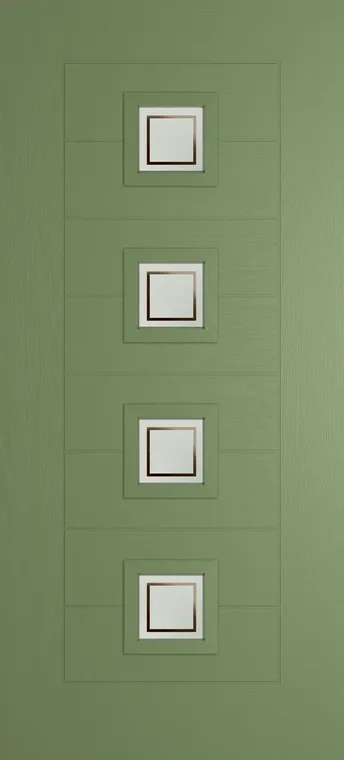 Valencia 4 composite door in Woodland Green with Victorian Border glass