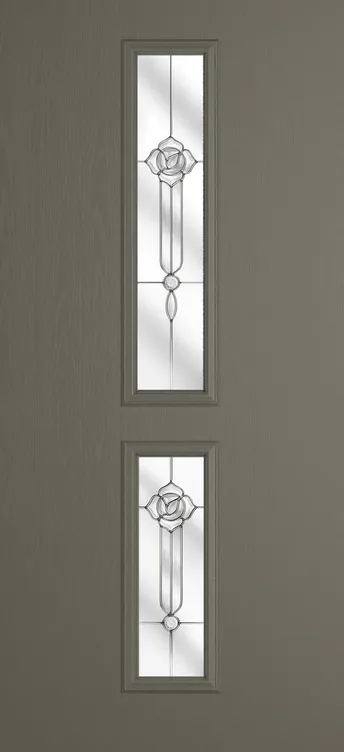 Venice composite door in Dolphin Grey with Crystal Flowers glass