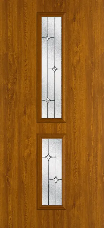 Venice composite door in Light Oak with Zinc Art Star glass