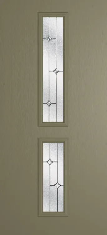 Venice composite door in Olive Grey with Zinc Art Star glass