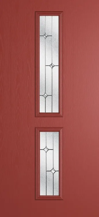 Venice composite door in Red with Zinc Art Star glass