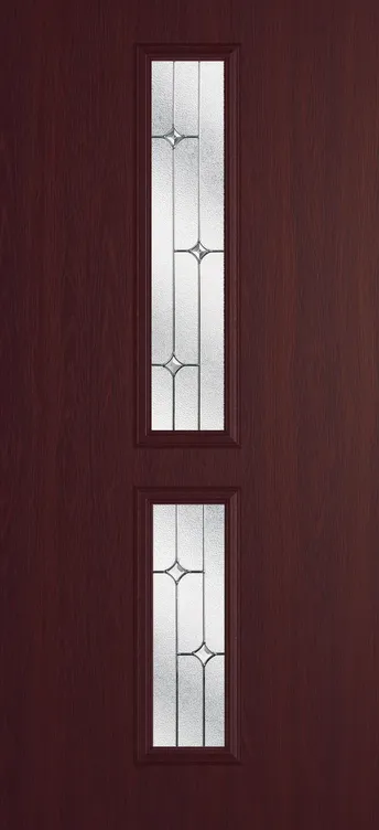 Venice composite door in Rosewood with Zinc Art Star glass
