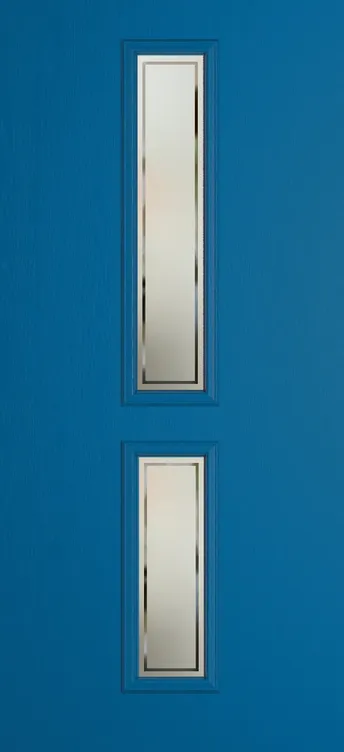 Venice composite door in Signal Blue with Victorian Border glass