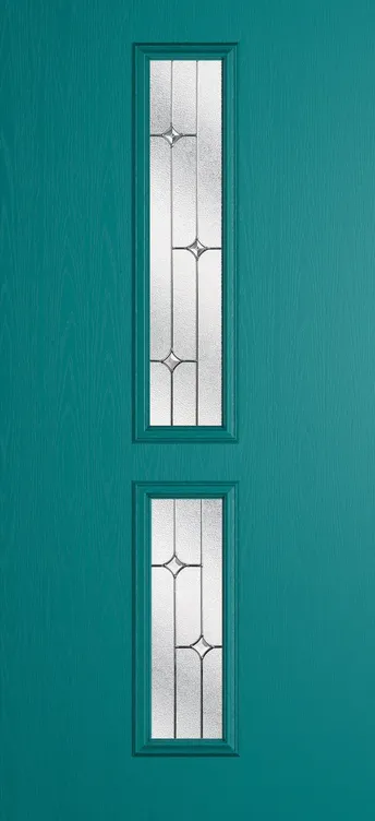 Venice composite door in Teal with Zinc Art Star glass