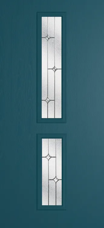 Venice composite door in Tranquil Blue with Zinc Art Star glass