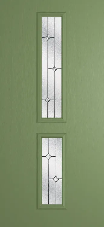 Venice composite door in Woodland Green with Zinc Art Star glass