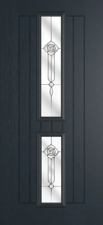 Vienna composite door in Anthracite Grey with Crystal Flowers glass