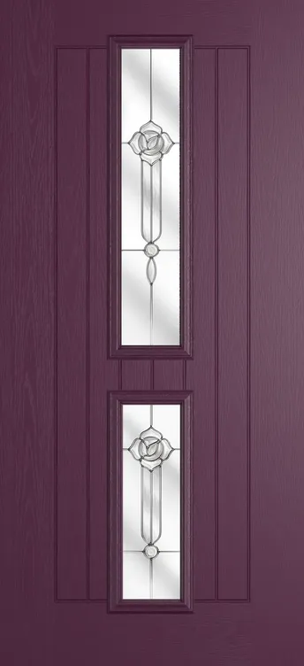 Vienna composite door in Aubergine with Crystal Flowers glass