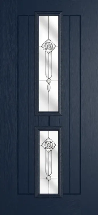 Vienna composite door in Blue with Crystal Flowers glass
