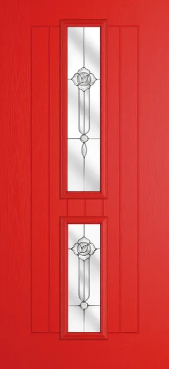 Vienna composite door in Candy Red with Crystal Flowers glass
