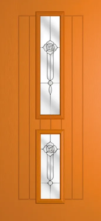 Vienna composite door in Clementine with Crystal Flowers glass
