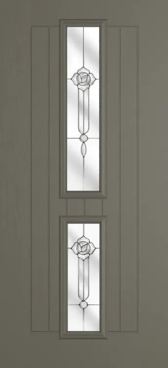 Vienna composite door in Dolphin Grey with Crystal Flowers glass