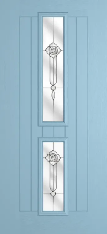 Vienna composite door in Duck Egg Blue with Crystal Flowers glass