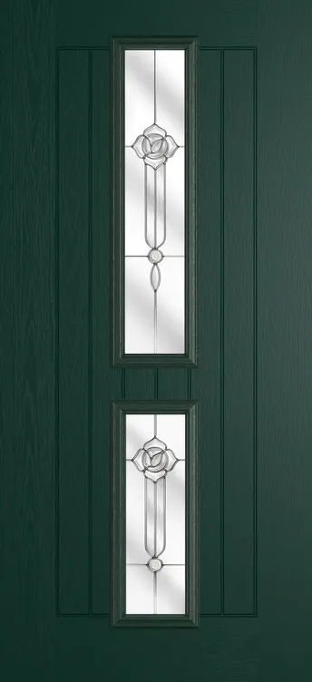 Vienna composite door in Green with Crystal Flowers glass