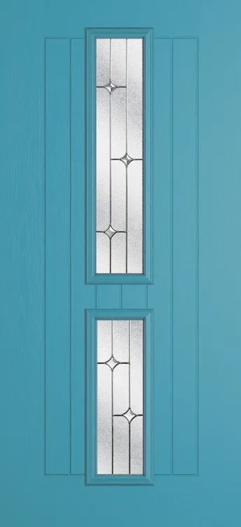 Vienna composite door in Light Blue with Zinc Art Star glass